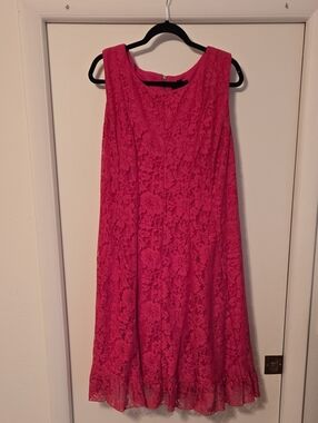 Women's Lace A-Line Dress in Hot Pink